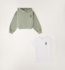set felpa + t-shirt ragazza