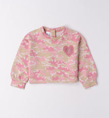 completo bambina con felpa, t-shirt e pantaloni a palazzo