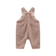 completo neonato beige con salopette teddy