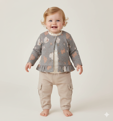 maglia aperta abbottonatura frontale clip bambina