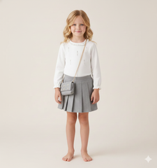 completo blusa + gonna + borsa bambina