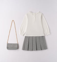 completo blusa + gonna + borsa bambina
